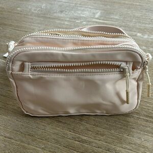Womens Crossbody Fanny Pack Multi-pocket Zipper Purse in Cream